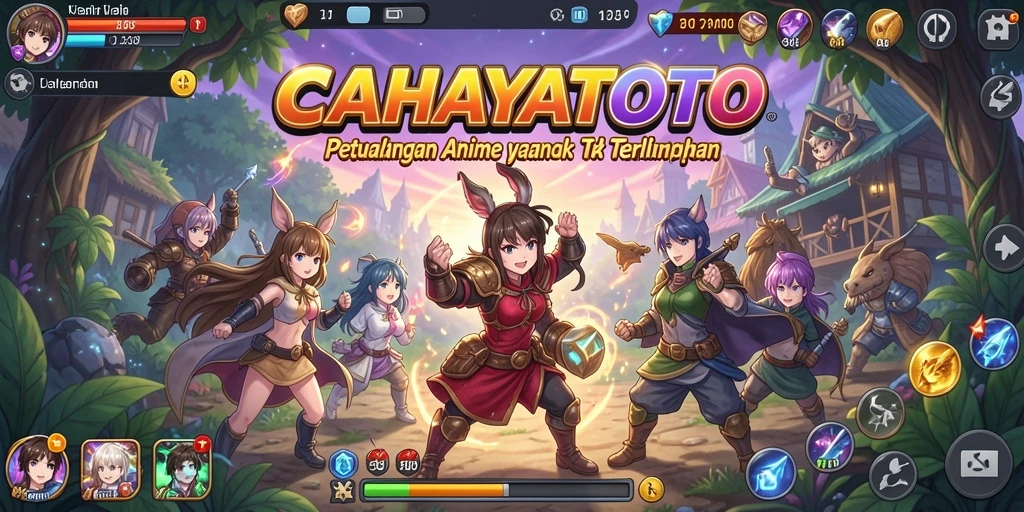 Screen utama gameplay CAHAYATOTO yang menampilkan pertarungan anime.