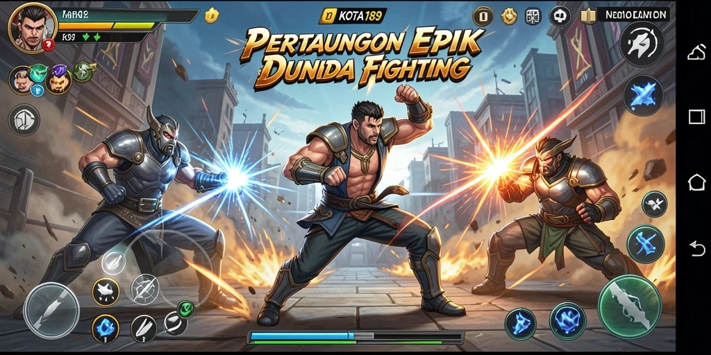Screenshot gameplay KOTA189 menampilkan aksi pertarungan yang intens dan mendebarkan.