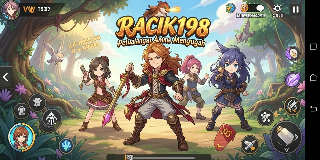 Screenshot dari gameplay RACIK198 dengan karakter anime yang menawan.